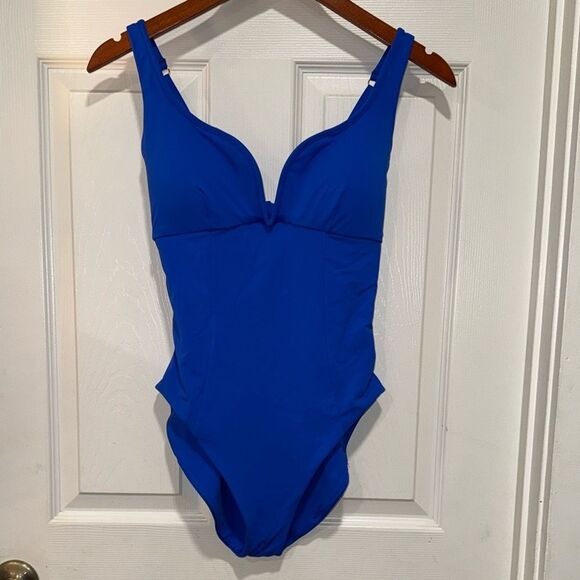 Becca Color Code V-Wire One-Piece Swimsuit, Ultra Marine color Size Large - Picture 3 of 7